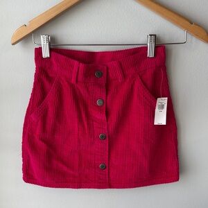 Old Navy NWT Girls Corduroy Pink Button Skirt